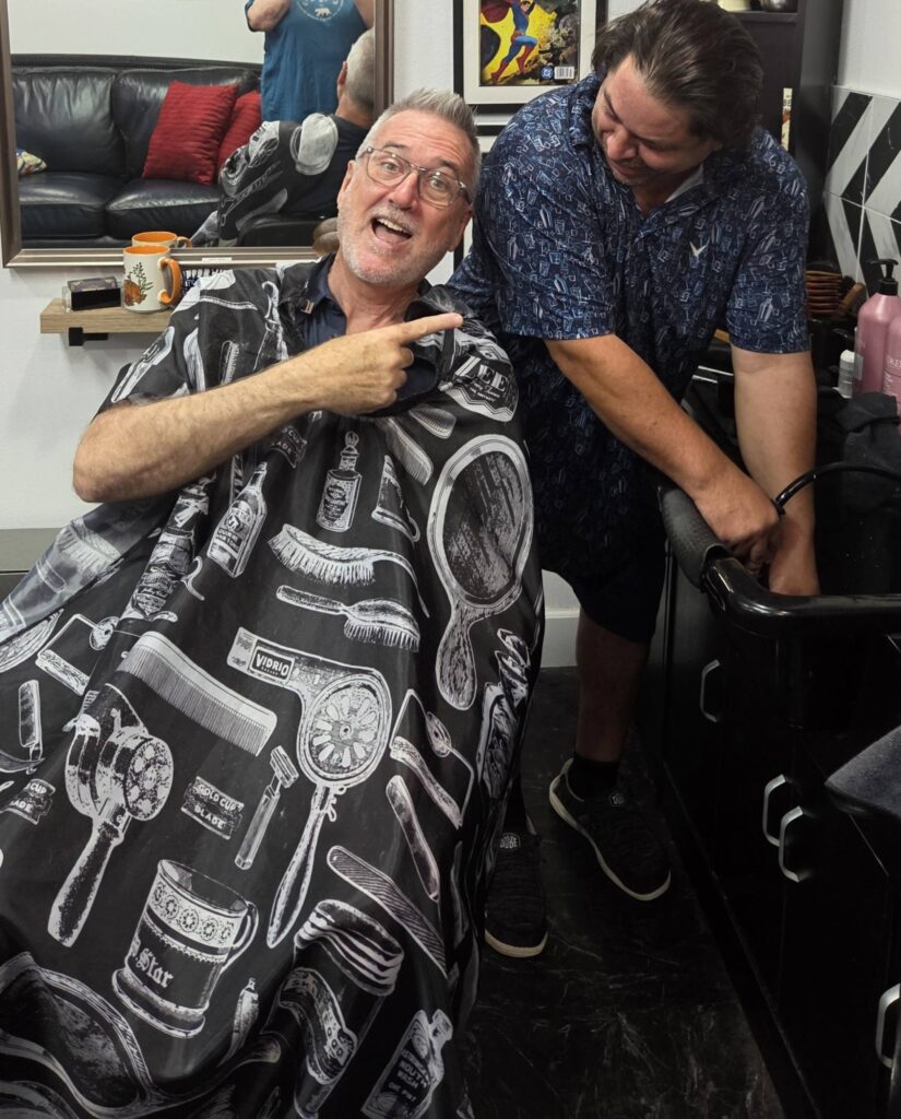 Jesse Sanchez cutting hair at Studio 1109
